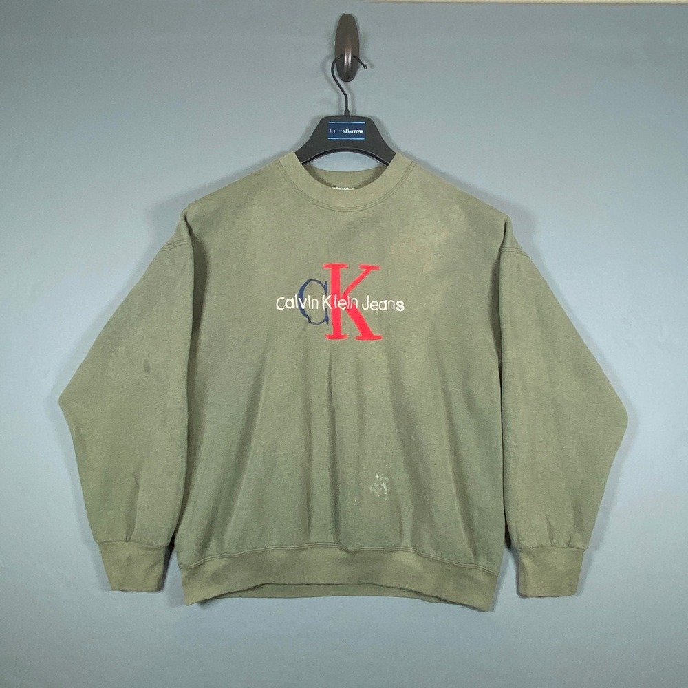 CALVIN KLEIN Vintage Embroidered Spell-Out Sweatshirt L